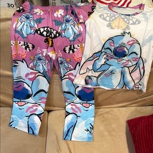 Kids Pajamas with Cartoon Print - Pink and Blue-stitch set new no 🏷️